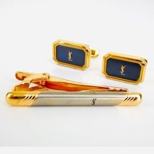 𝅺yves Saint Laurent YSL Cuff Links & Tie Stay